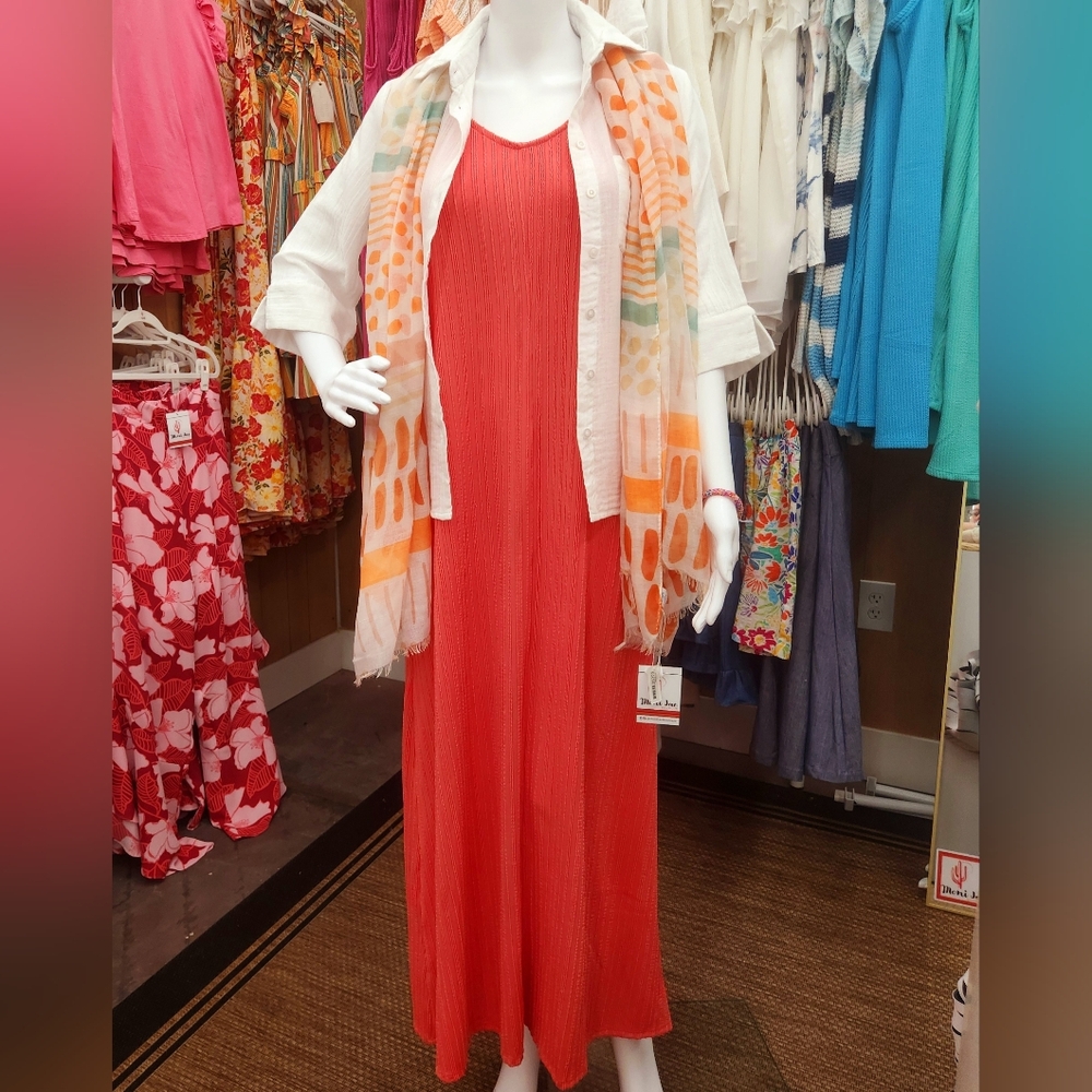 NWT Andree By Unit Coral Pleated Maxi Dress